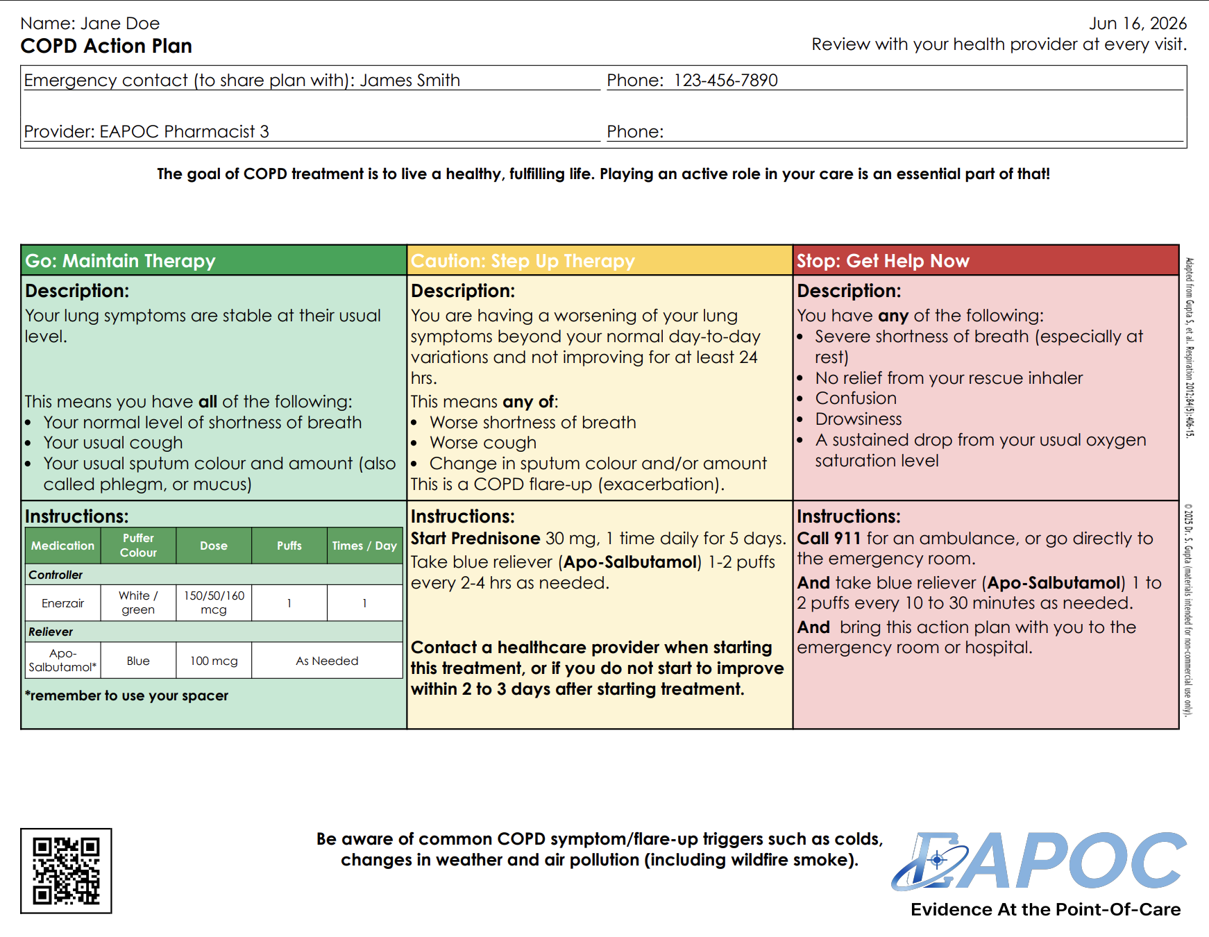COPD action plan example